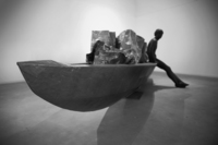 la mia barca, 2009, ceramica, legno e piombo, cm 460x150x140cm